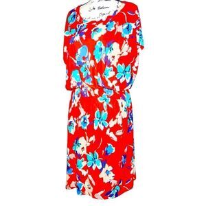Jones New York Red Floral Short Sleeve Dress, Size 10